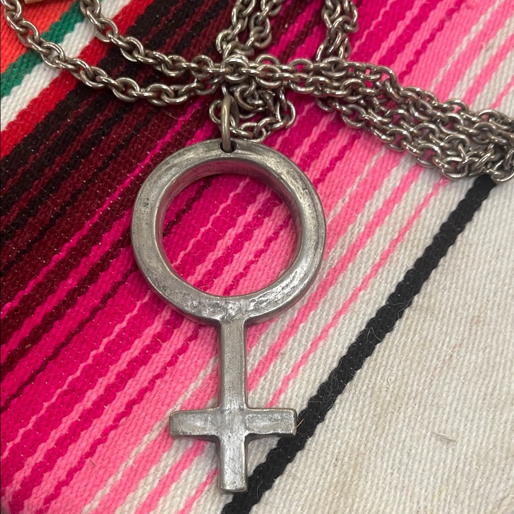 Sterling-Style Silver Venus Pendant Necklace - Feminine Symbol